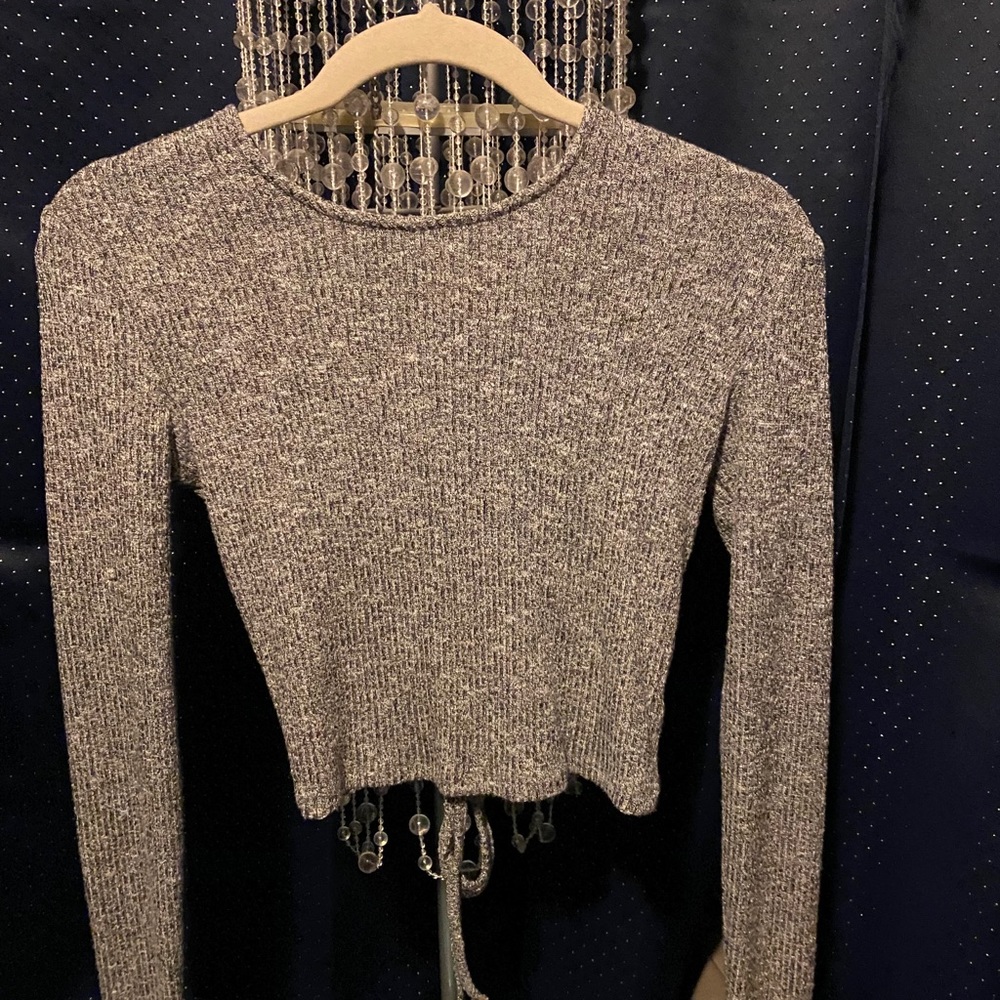 Gray Garage Tie Open Back Crop Top